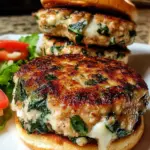 White Cheddar and Spinach Chicken Burgers that Wow!