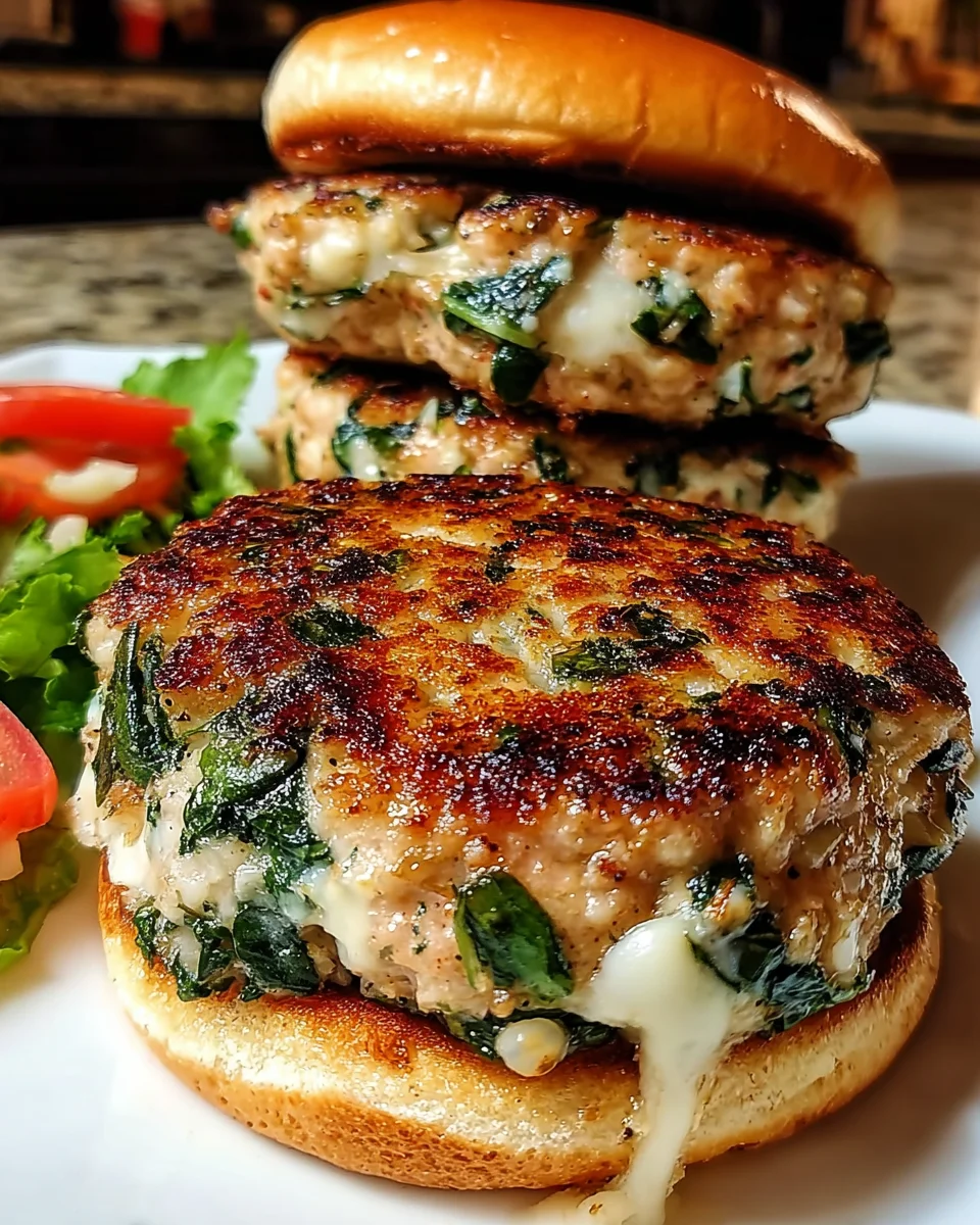 White Cheddar and Spinach Chicken Burgers that Wow!