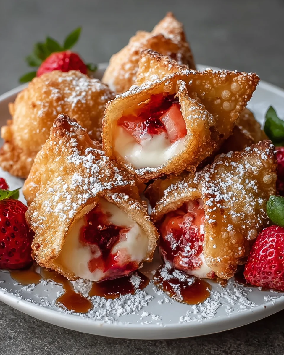 Deep-Fried Strawberry Cheesecake Stuffed Wonton Bites