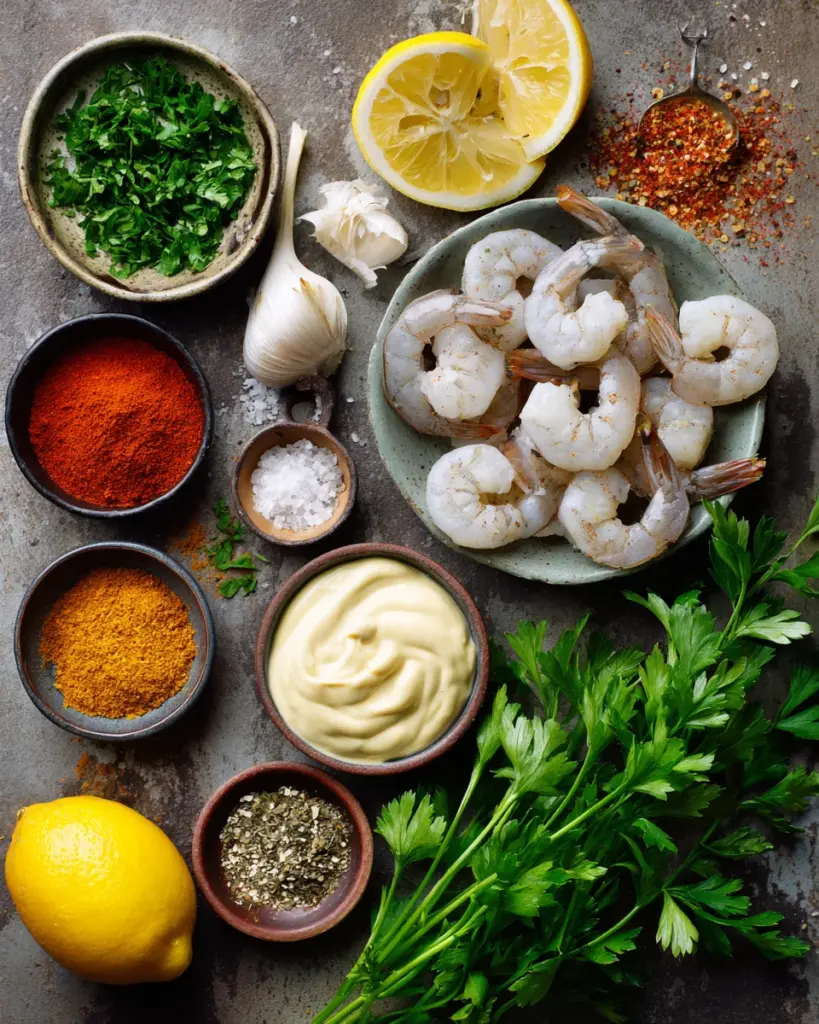 codinofouad flat lay of fresh ingredients for 1 lb large shri 7dc3235e a17b 47e3 b15c 3ef94c1f2f4e 2