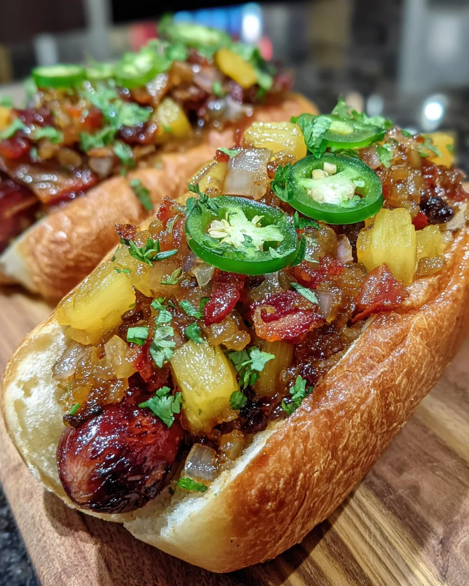 Pineapple Bacon Jam Hotdogs