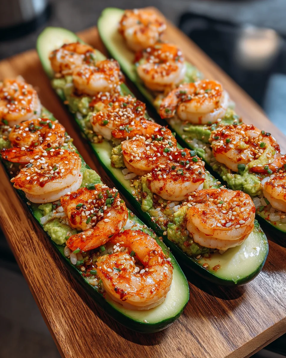 Shrimp Avocado Cucumber Boats