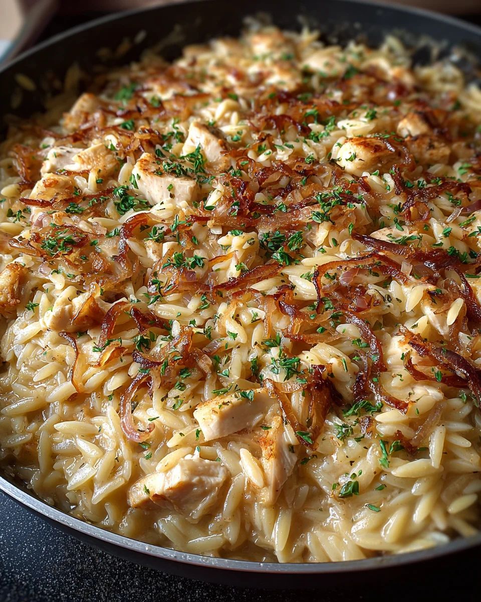 French Onion Chicken Orzo: A Creamy Delight to Savor!