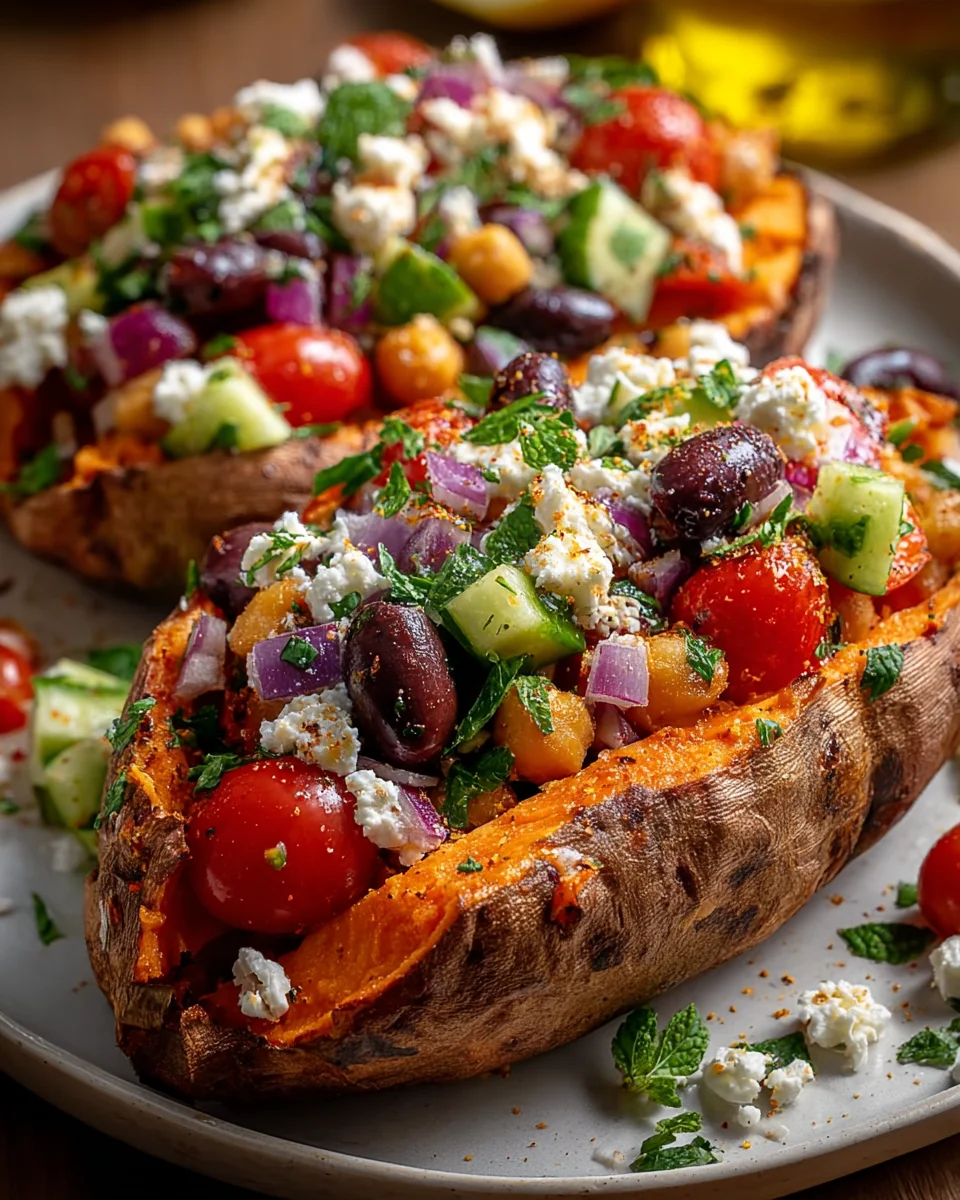 Mediterranean Stuffed Sweet Potatoes