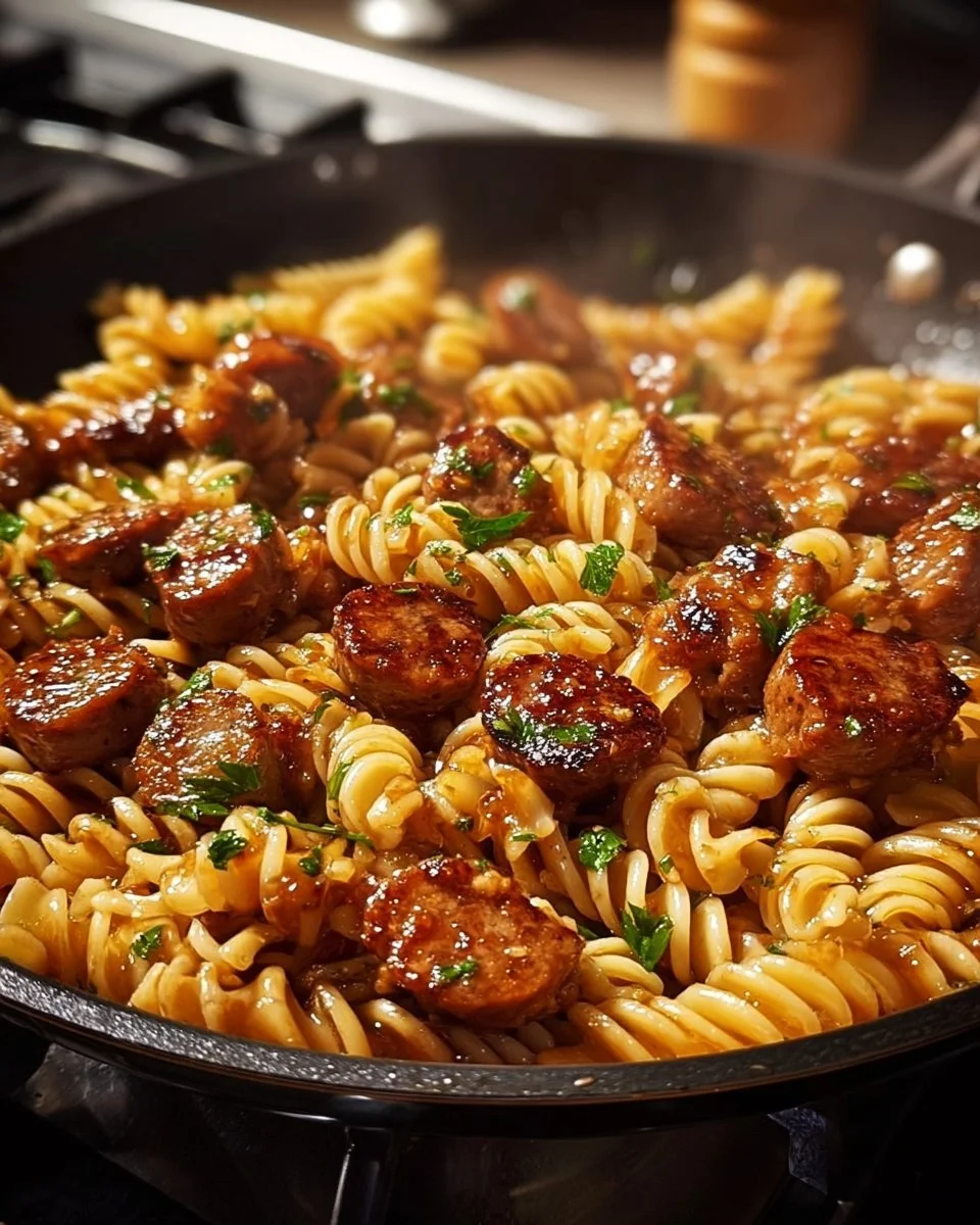 Sticky Honey Garlic Sausage Pasta Skillet: A Flavorful One-Pan Wonder