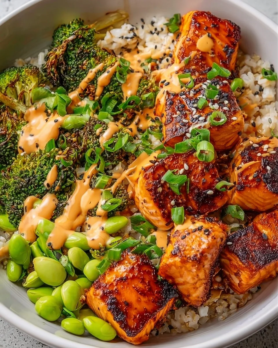 Air Fryer Salmon Bowl With Spicy Mayo