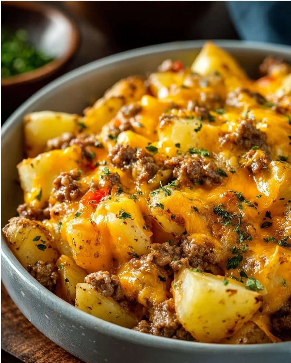 Cheesy Ground Beef & Potato Casserole