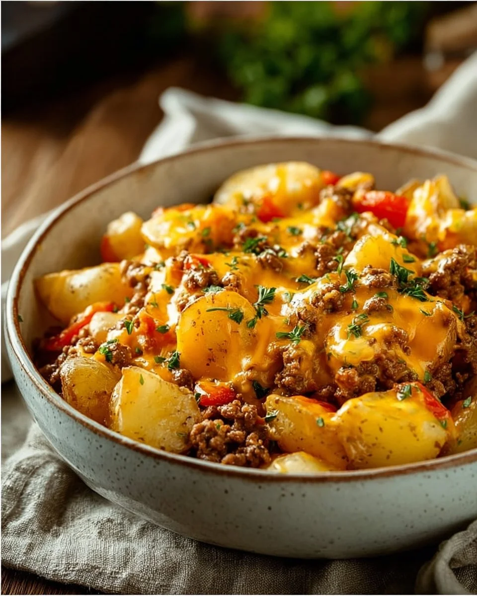 Cheesy Ground Beef & Potato Casserole
