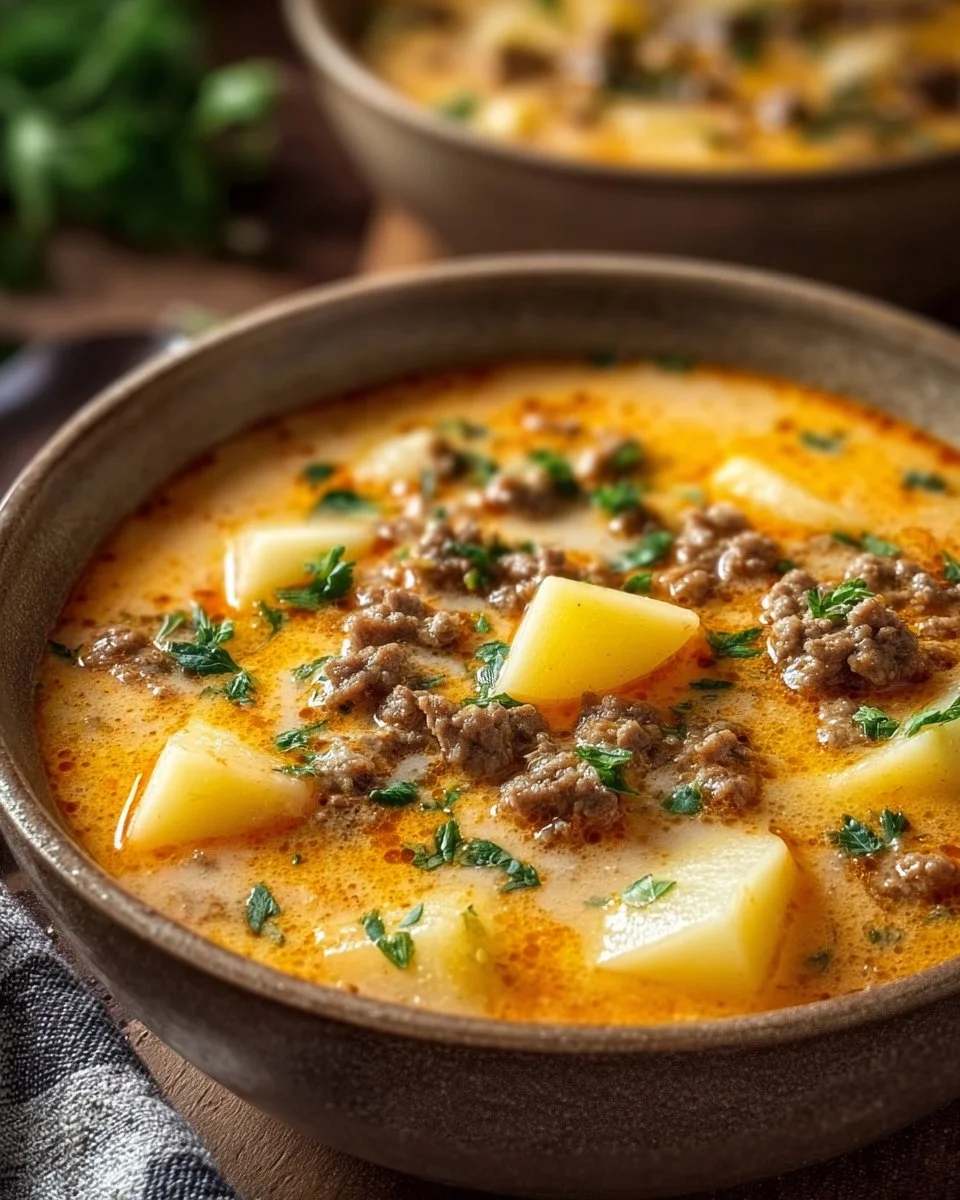 Cheesy Hamburger Potato Soup
