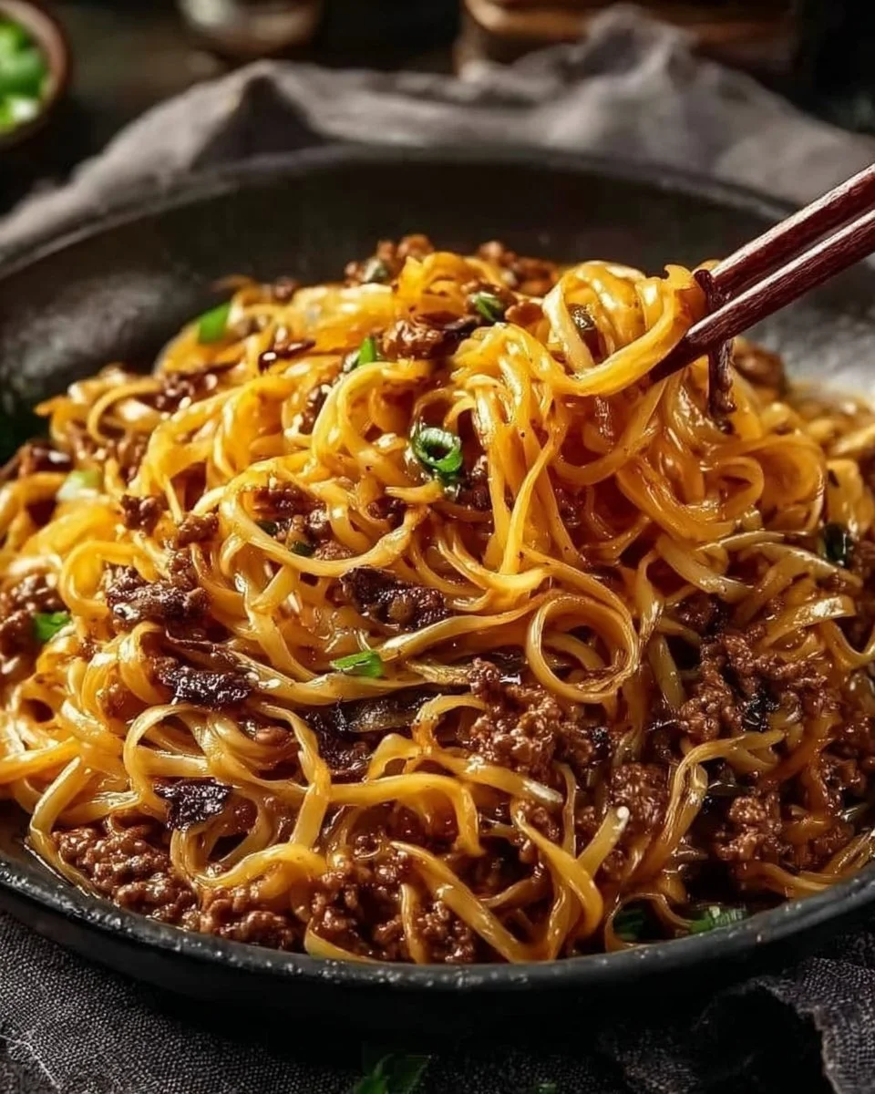 Easy Mongolian Ground Beef Noodles Recipe