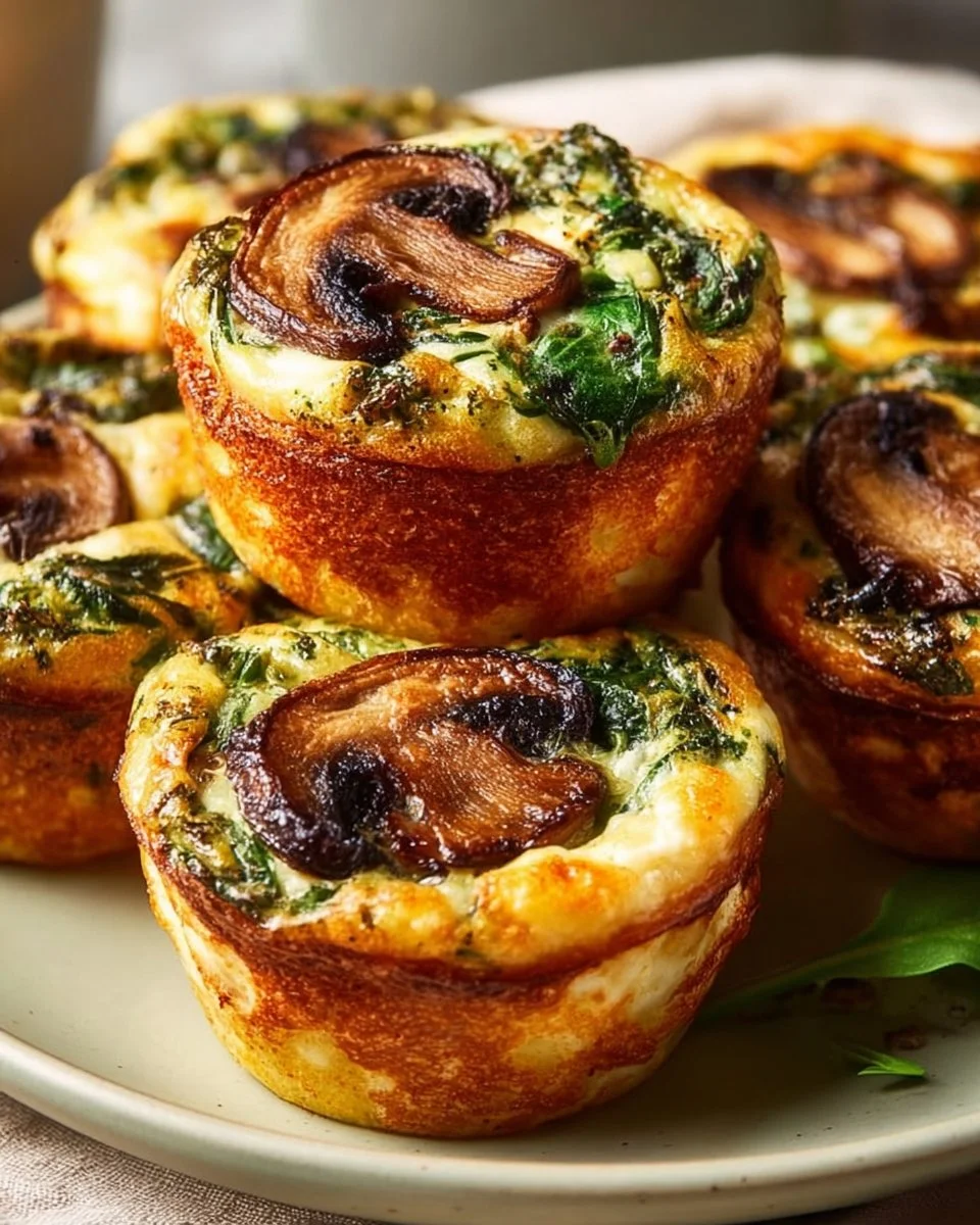 Easy Spinach and Mushroom Quiche Muffins