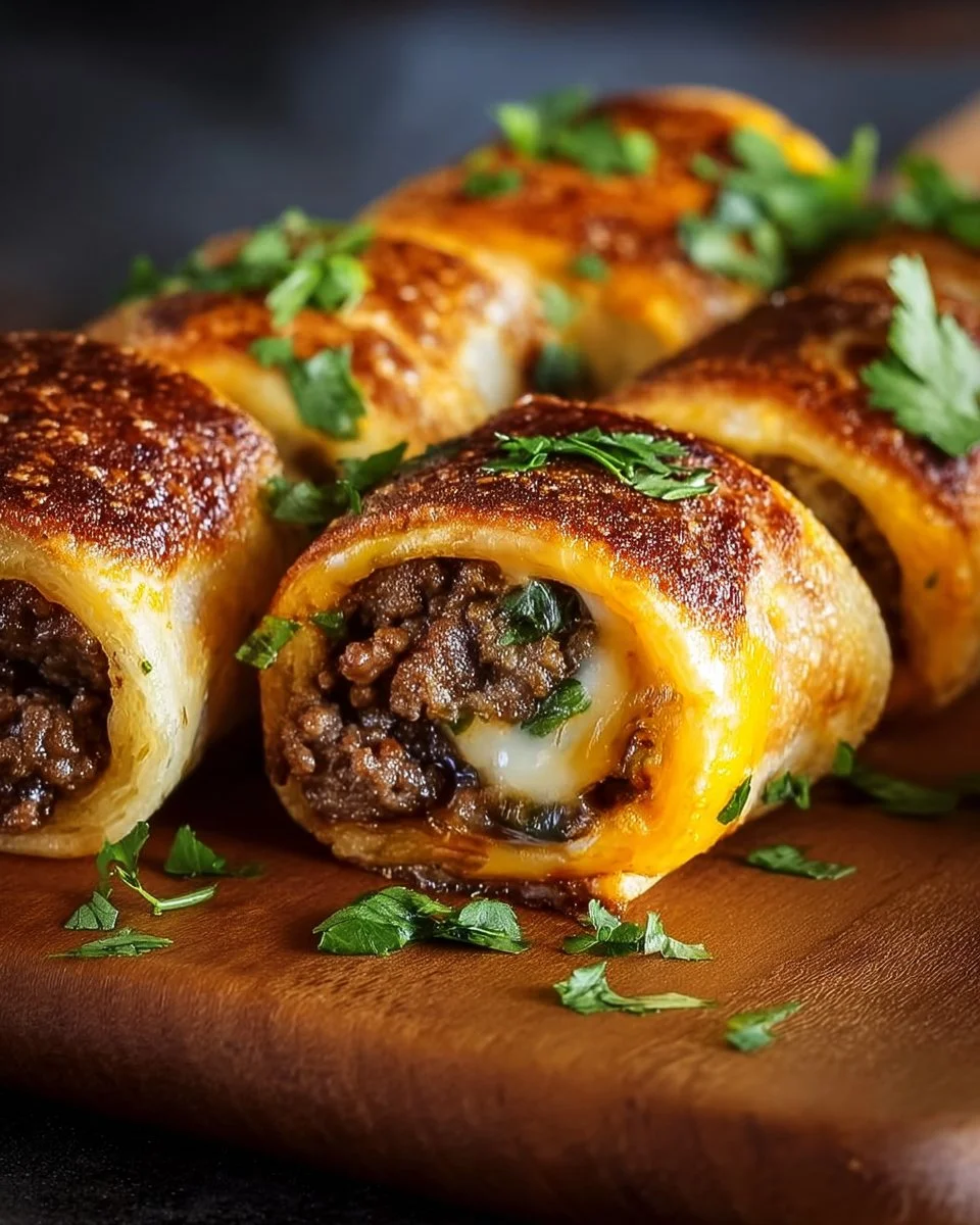 Garlic Butter Beef Cheeseburger Rollups