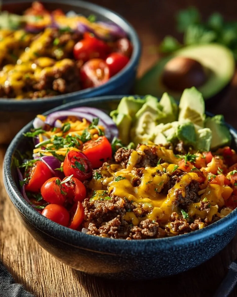 High-Protein Cheeseburger Bowls Recipe – Low-Carb Meal Prep with Ground Beef & Burger Sauce