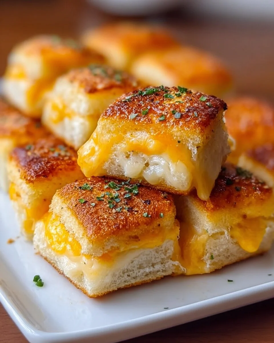 Mini grilled cheese Hawaiian rolls served on a plate, perfect for snacking.