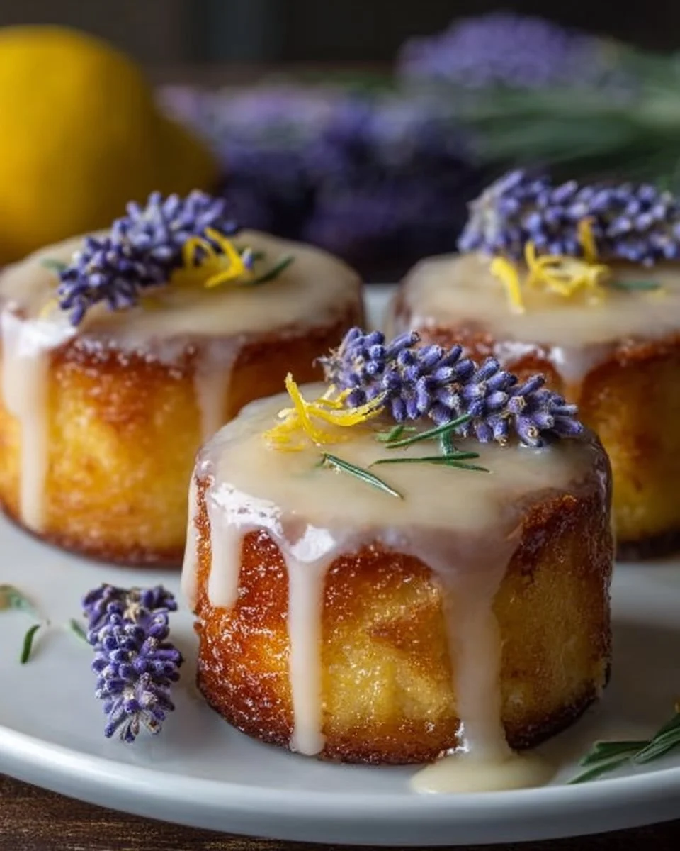 Mini Lemon Cakes With Lavender Glaze