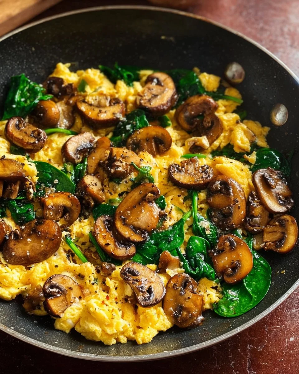 Mushroom Spinach Scrambled Eggs