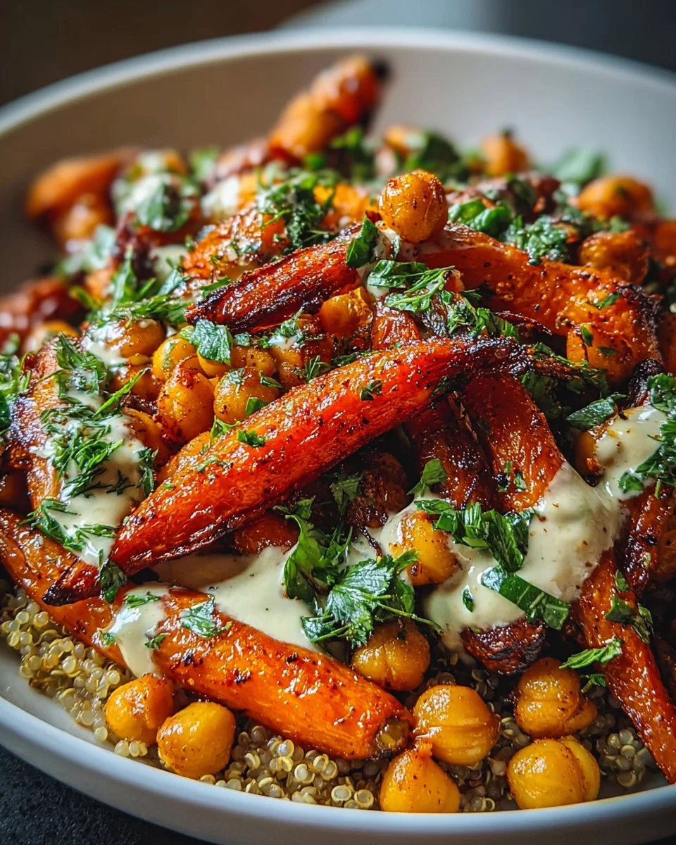 One-Pan Roasted Carrot and Chickpea Bowl