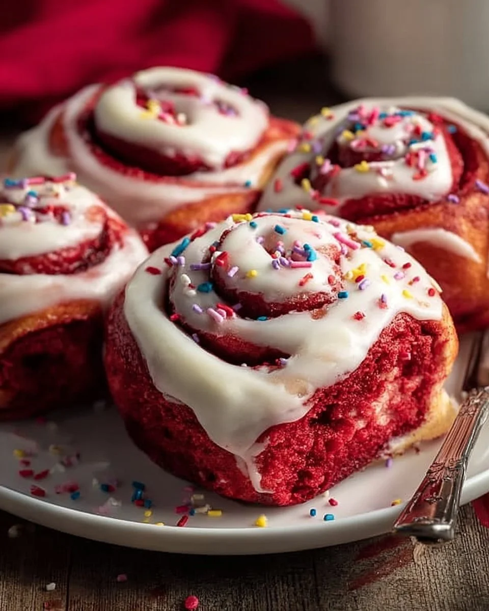 Red Velvet Valentine’s Day Cinnamon Rolls