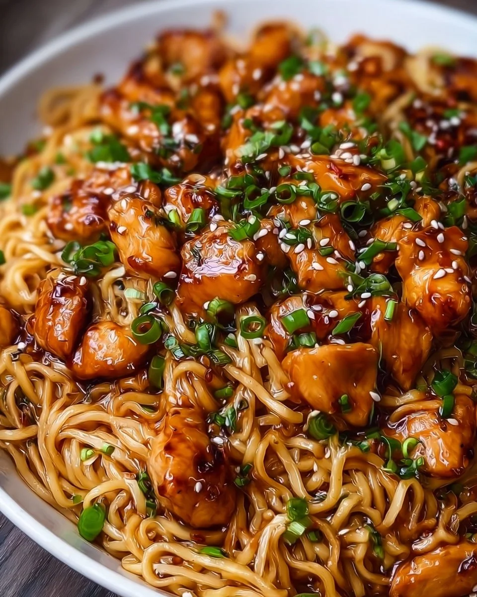 Sticky Garlic Chicken Noodles