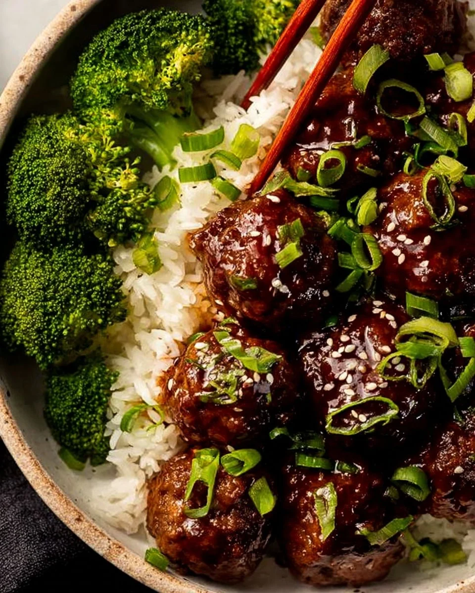 Sticky Mongolian Beef Meatballs