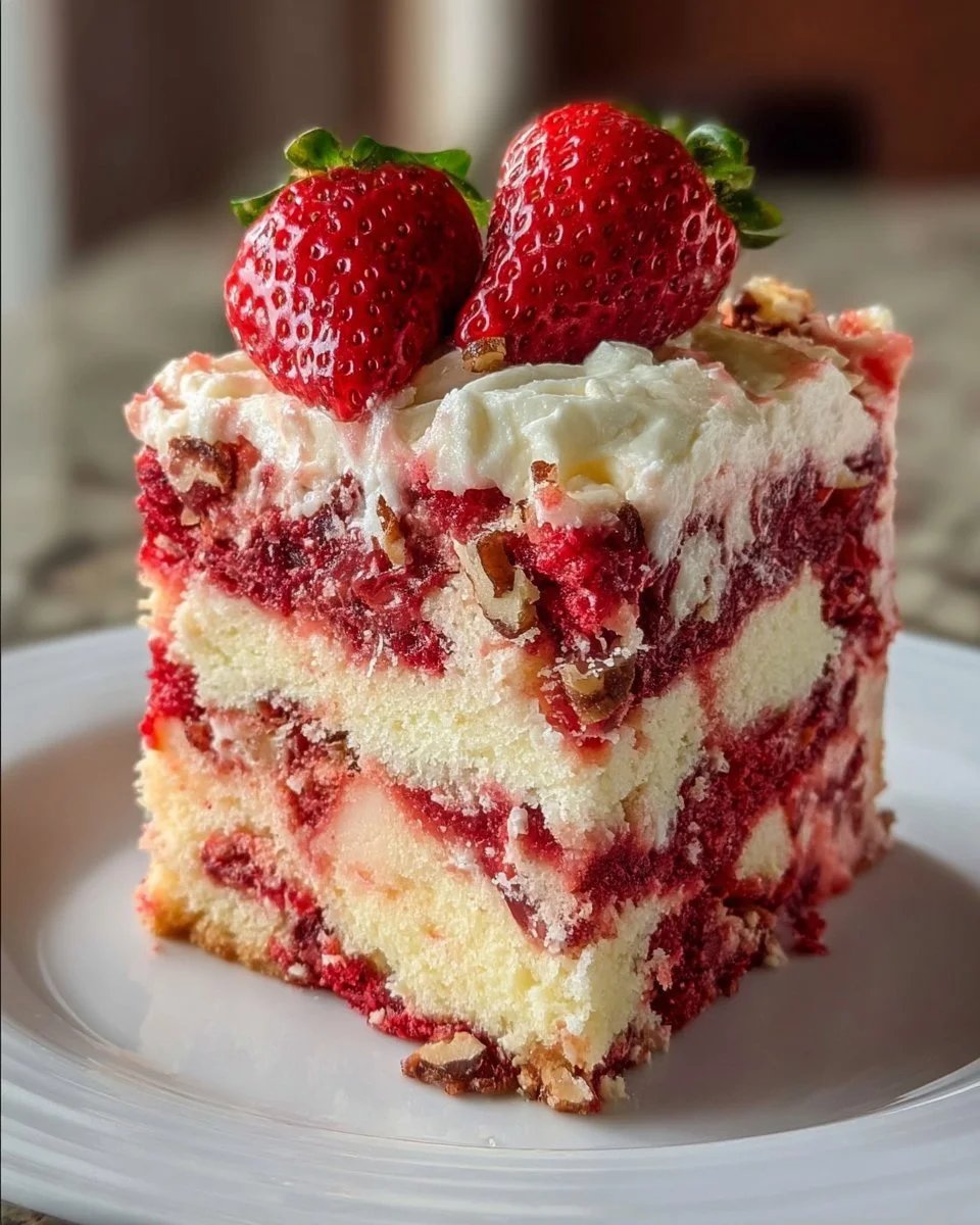 Strawberry Earthquake Cake