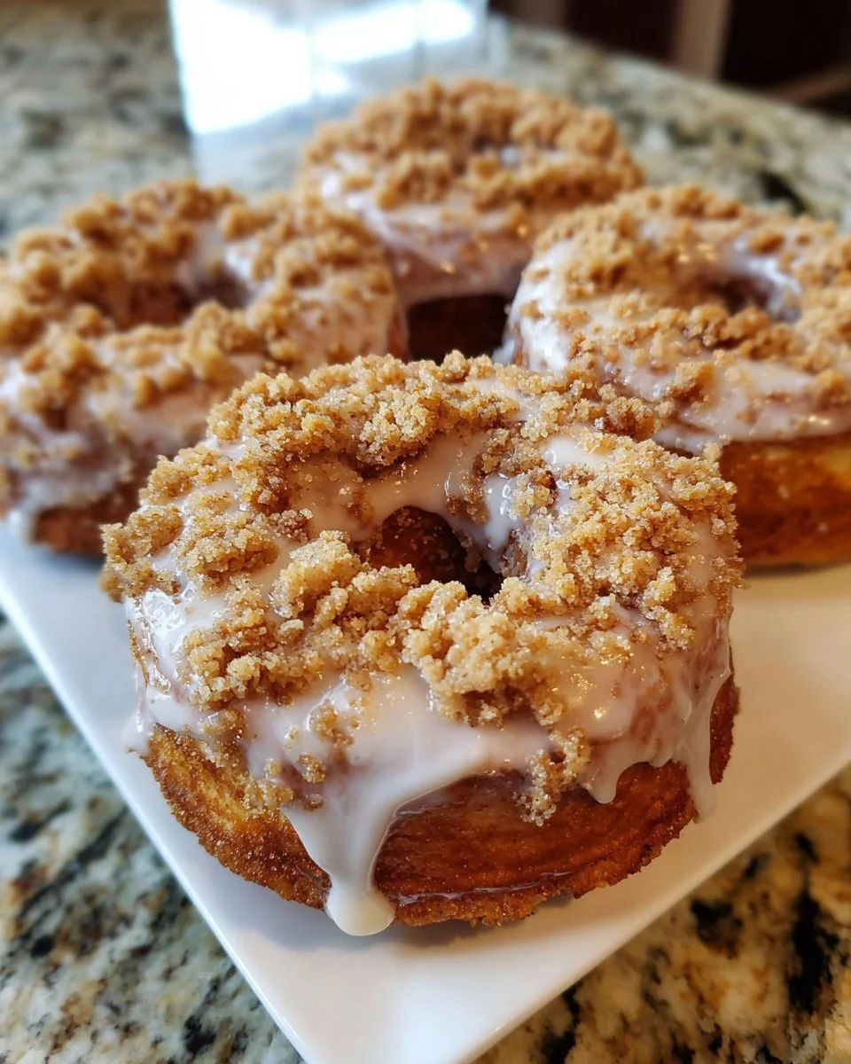 Baked Coffee Cake Donuts with Vanilla Glaze