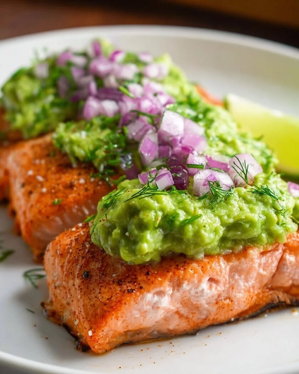 Baked Salmon with Avocado Mash
