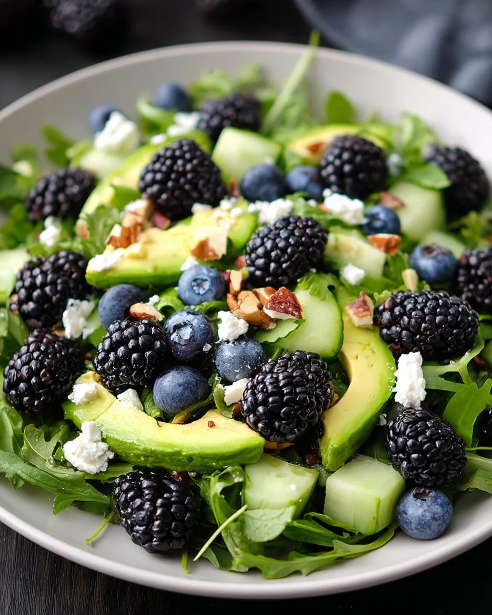 Fresh Blackberry Avocado Arugula Salad with vibrant ingredients