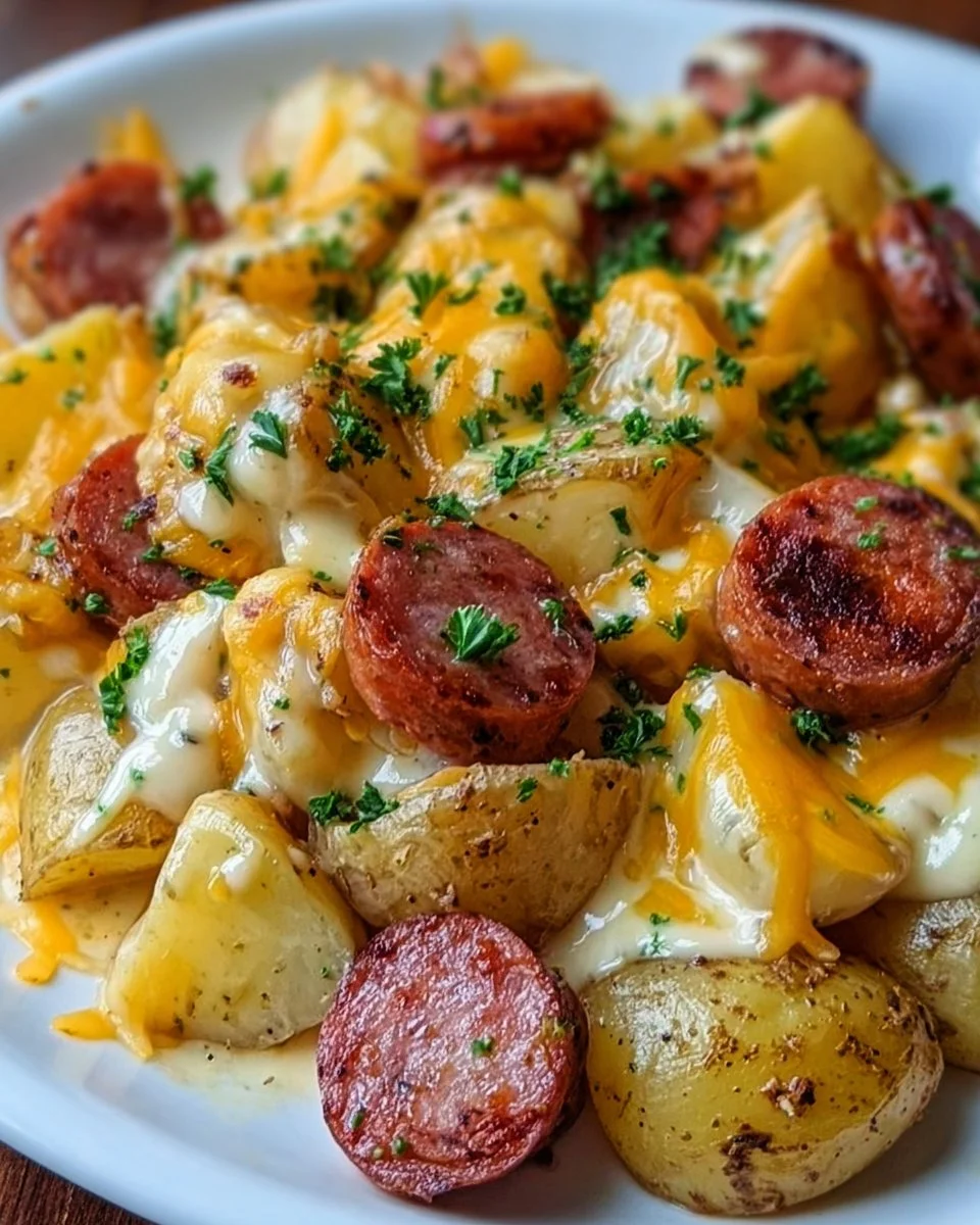 Cheesy Ranch Potatoes and Smoked Sausage