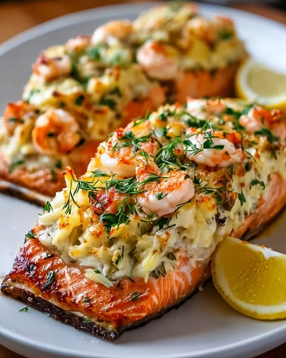 Crab and Shrimp Stuffed Salmon for a Gourmet Home Feast