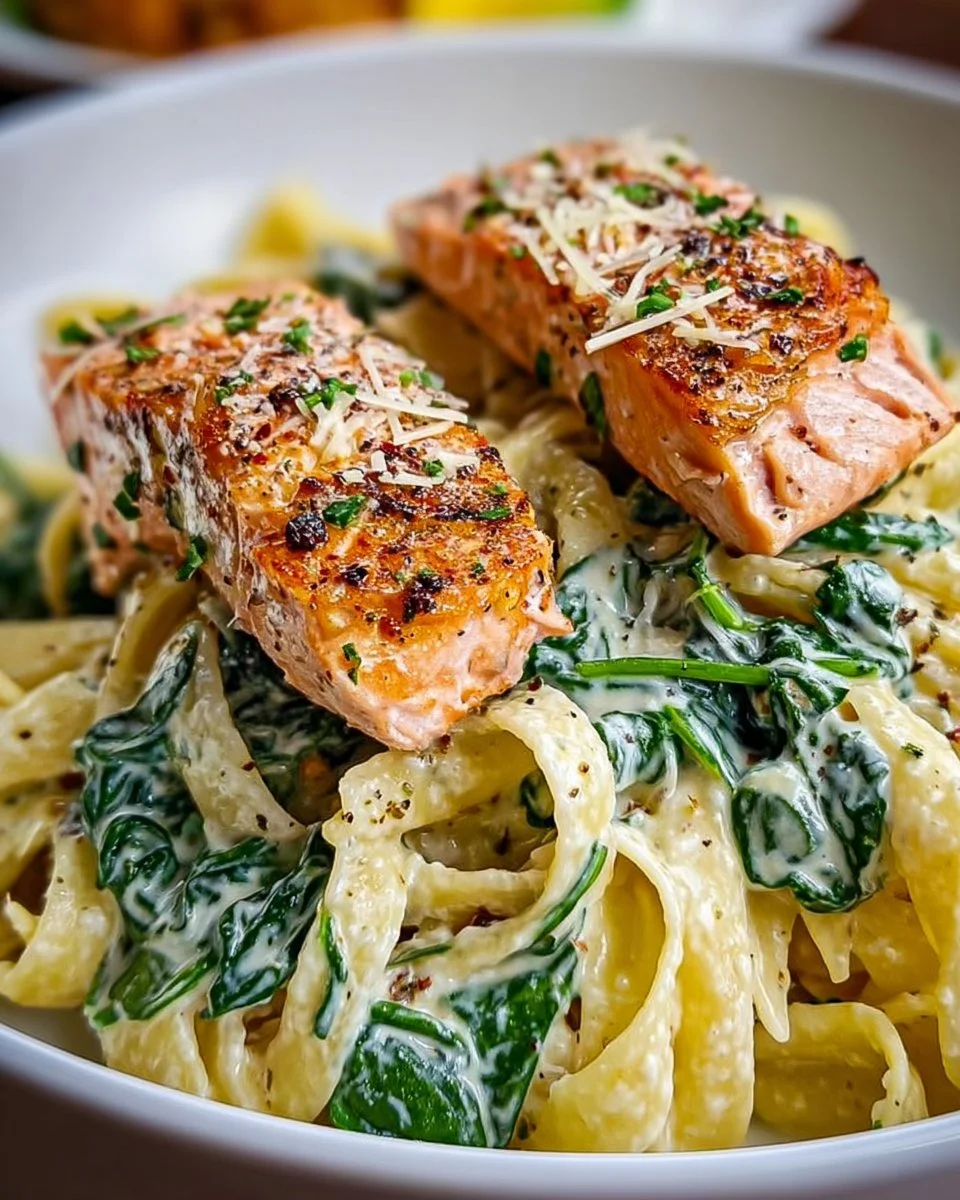 Creamy Spinach and Salmon Pasta
