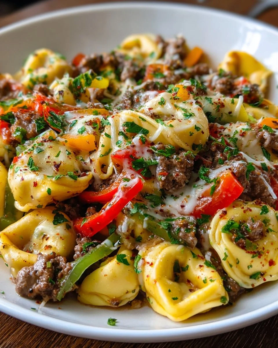 Crock Pot Cheesesteak Tortellini Recipe
