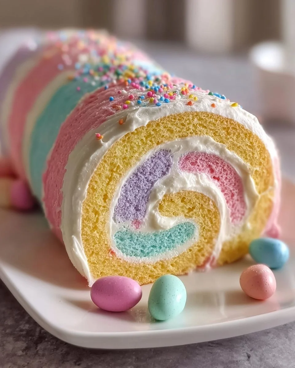 Easter Pastel Striped Cake Roll