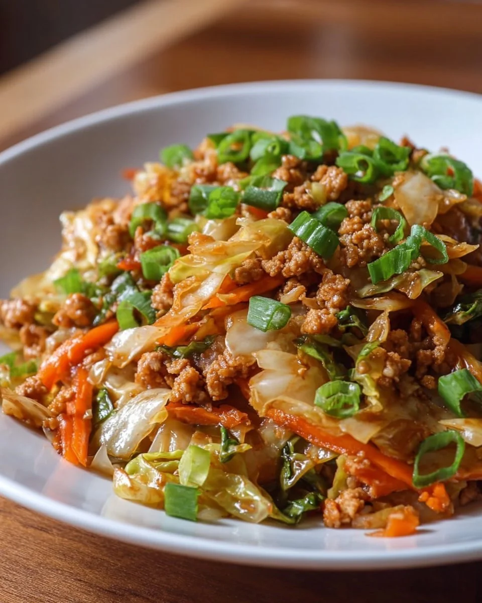 Easy Ground Chicken & Cabbage Stir Fry