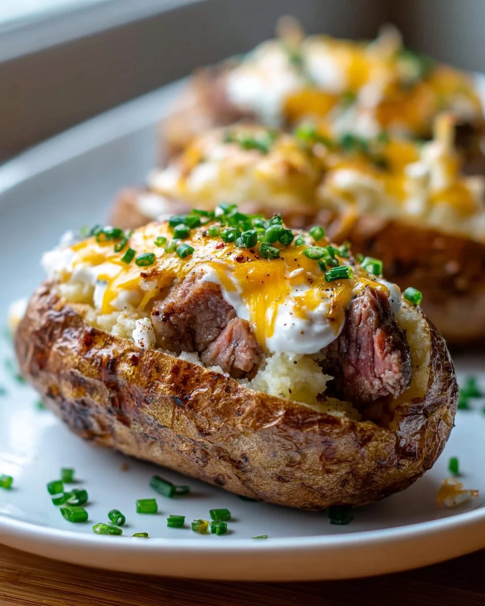 Garlic Steak Stuffed Baked Potatoes: A Flavorful Delight!