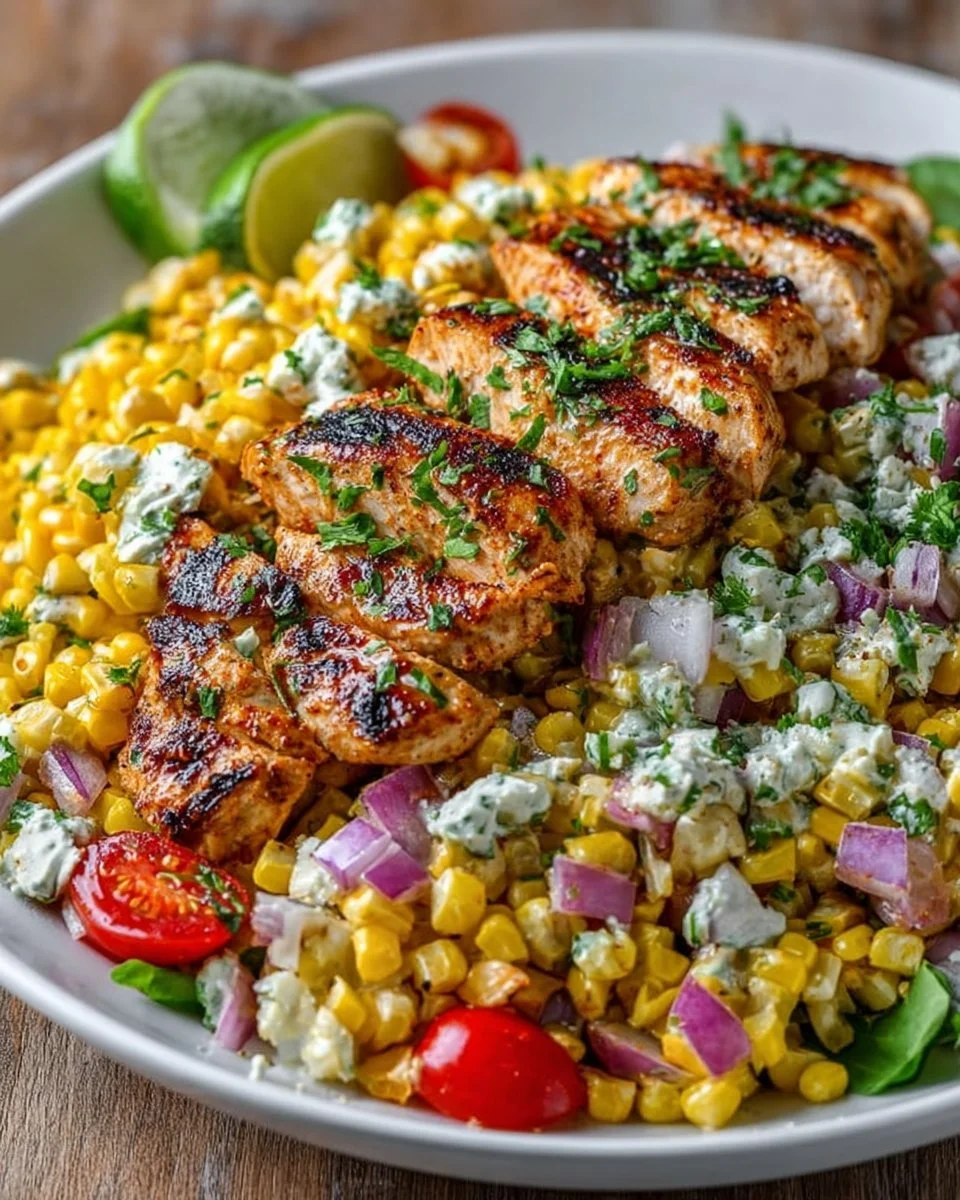 High Protein Chicken Street Corn Salad Fresh Creamy Low Calorie