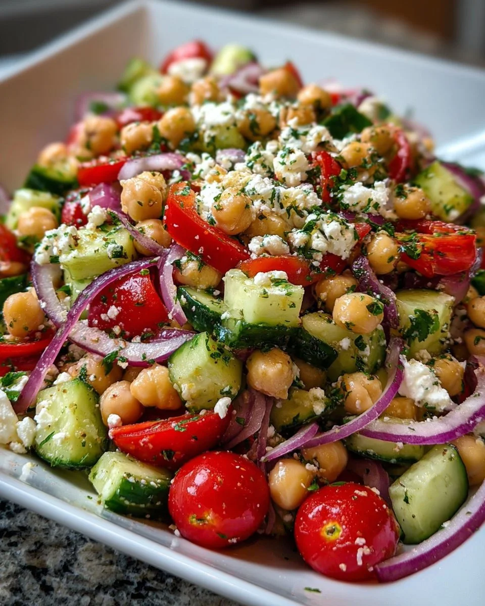 Mediterranean Chickpea Salad Cucumber Feta