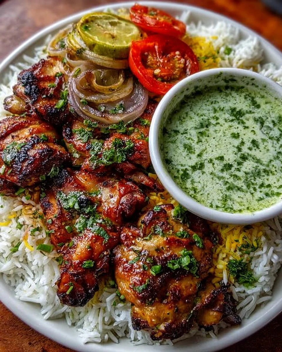 Peruvian Chicken and Rice with Green Sauce