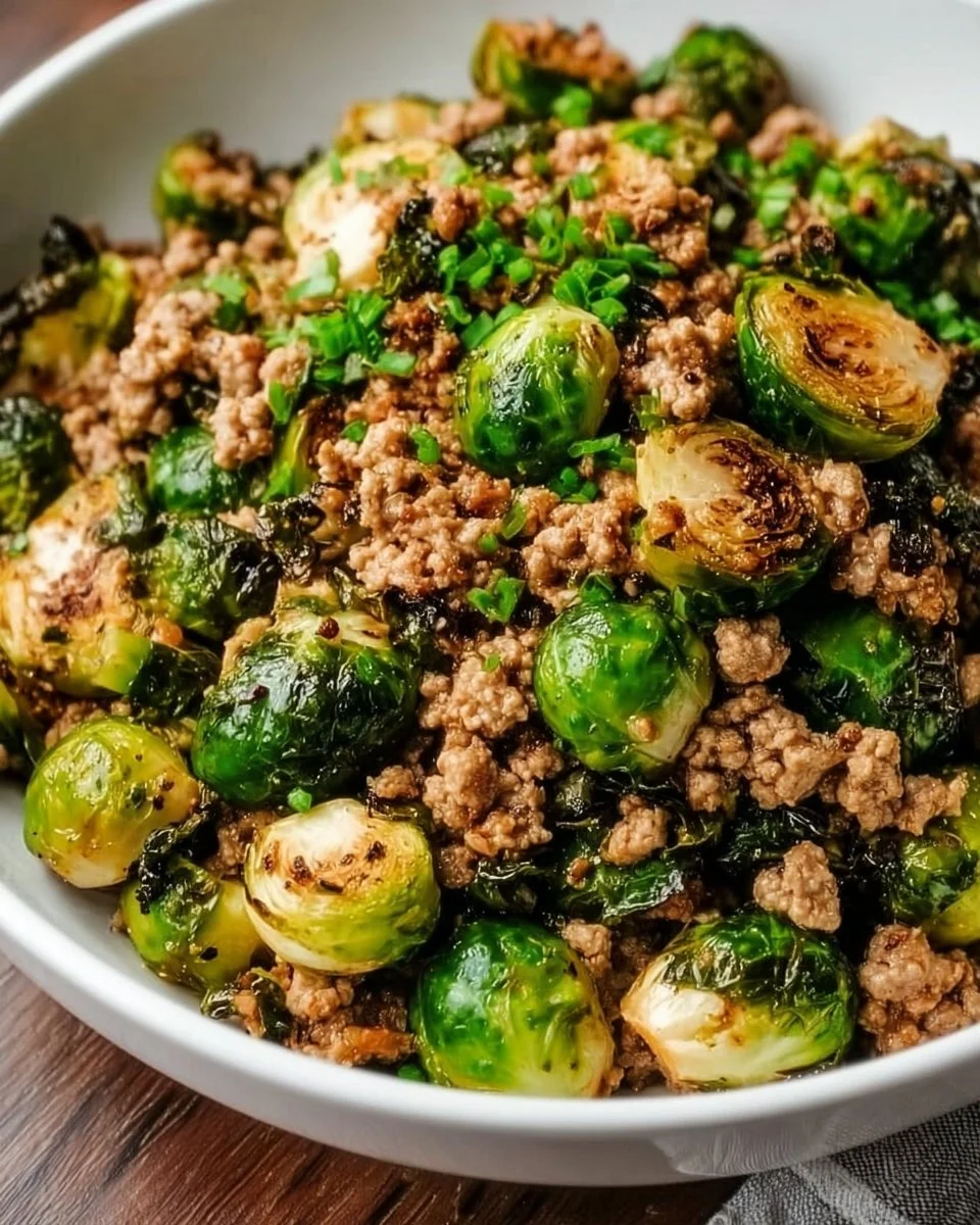 Brussels Sprouts and Ground Turkey Skillet