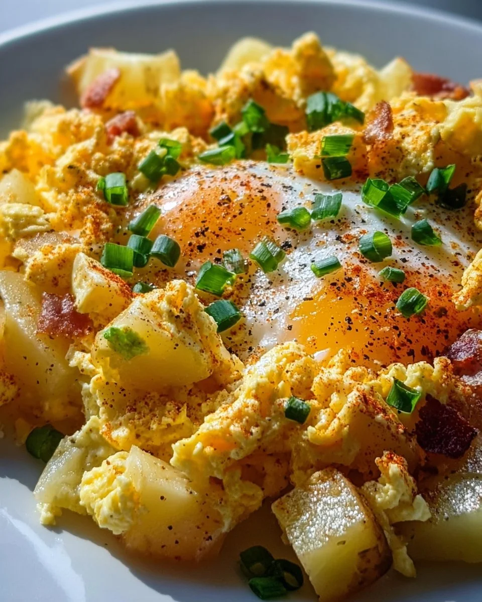 Cheesy Potato Egg Scramble