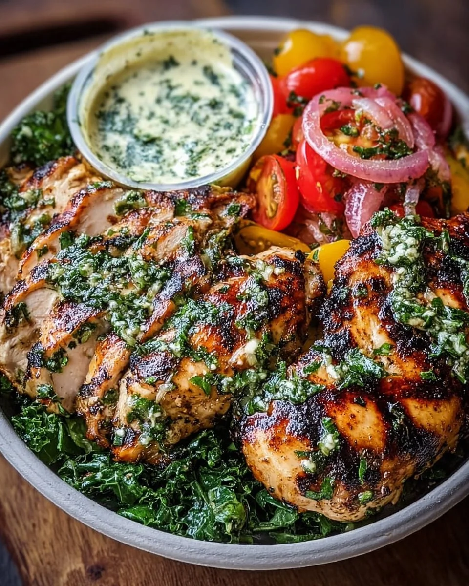 Chimichurri Grilled Chicken Bowl with Garlic Sauce