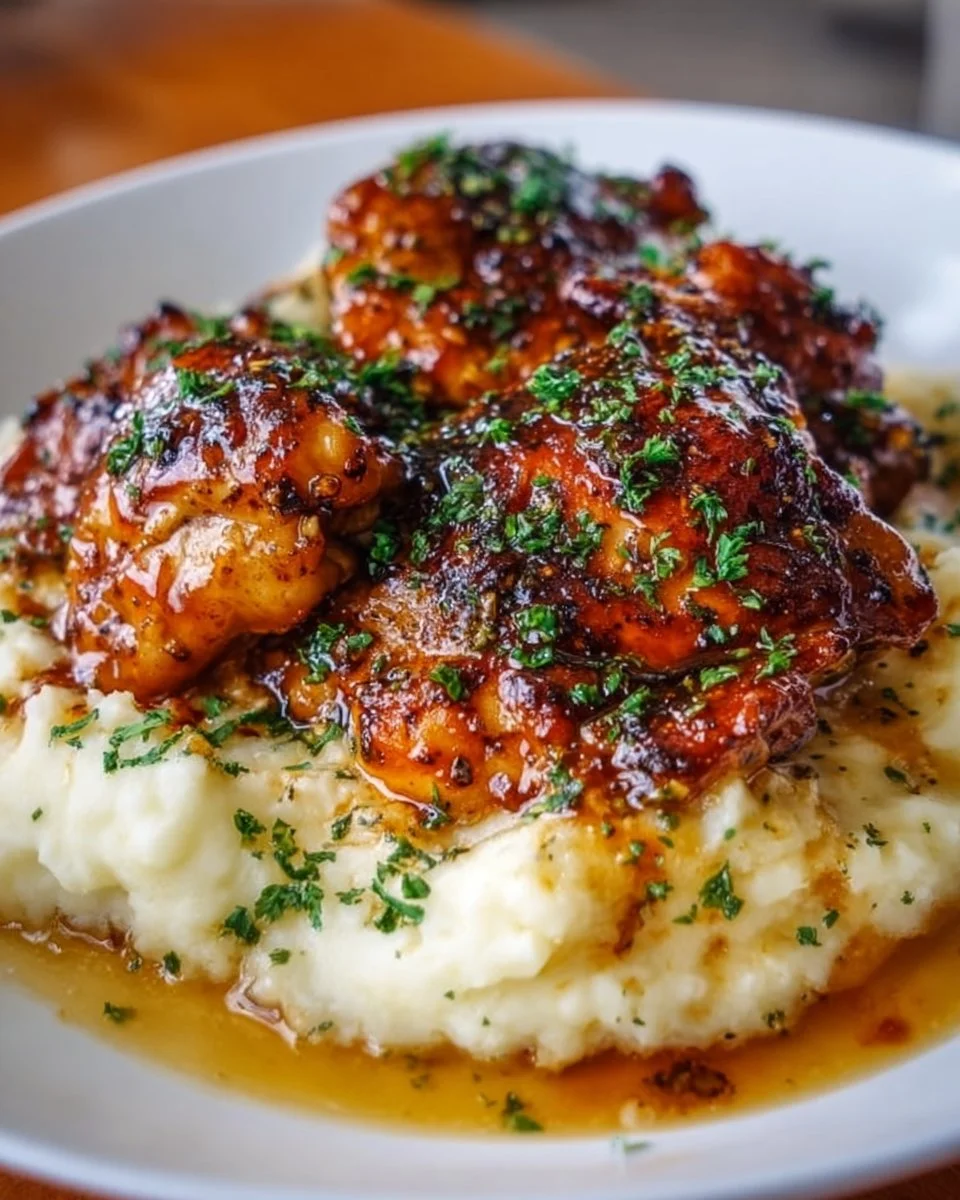 Chipotle Honey Chicken Thighs with Smoked Gouda Mashed Potatoes