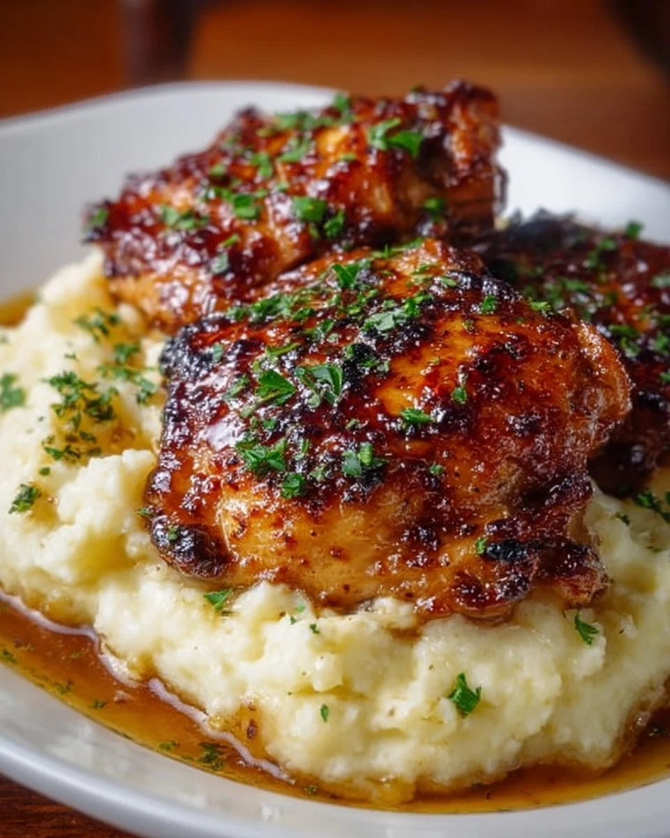 Chipotle Honey Chicken Thighs with Smoked Gouda Mashed Potatoes