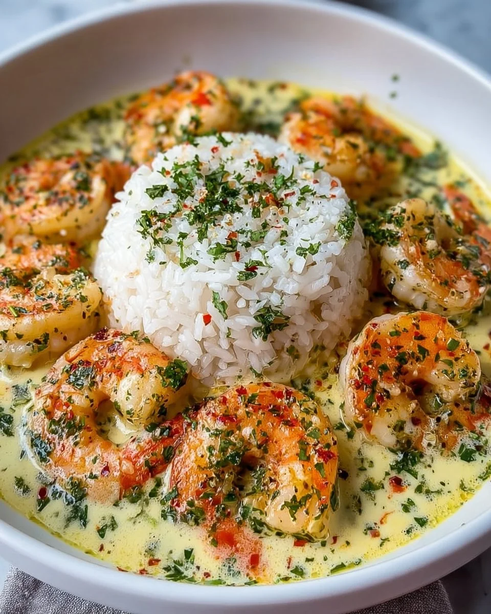 Creamy Garlic Butter Shrimp over Rice Recipe