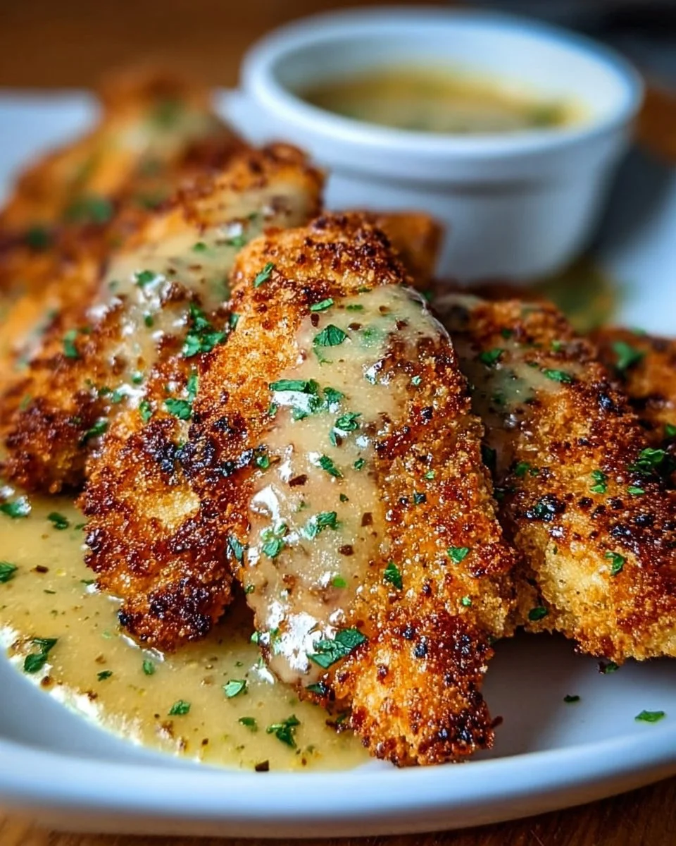 Crispy Parmesan Chicken with Garlic Sauce