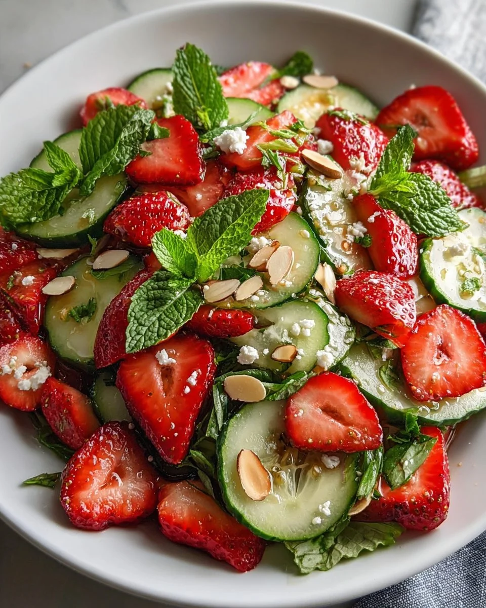 Cucumber Strawberry Mint Salad