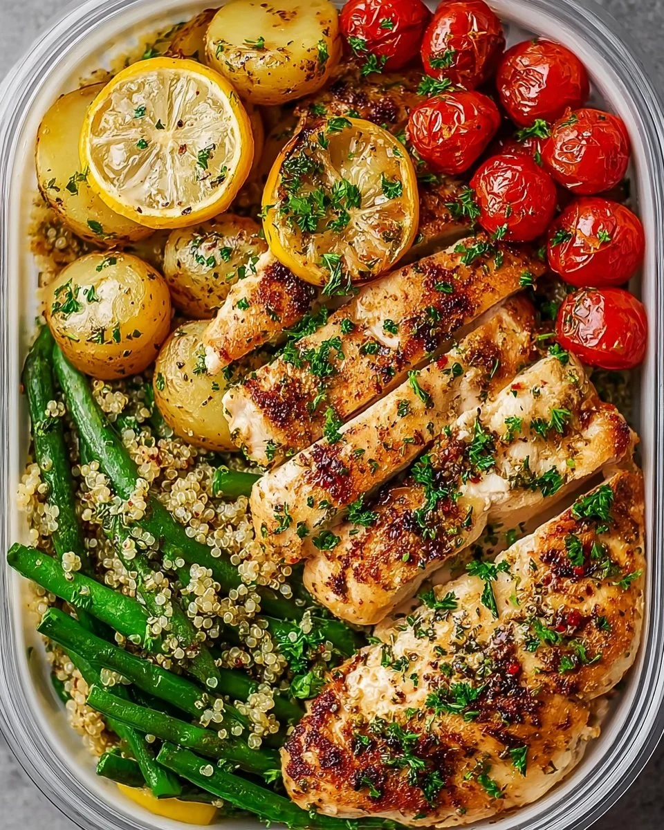 Healthy Lemon Garlic Chicken Meal Prep Bowls