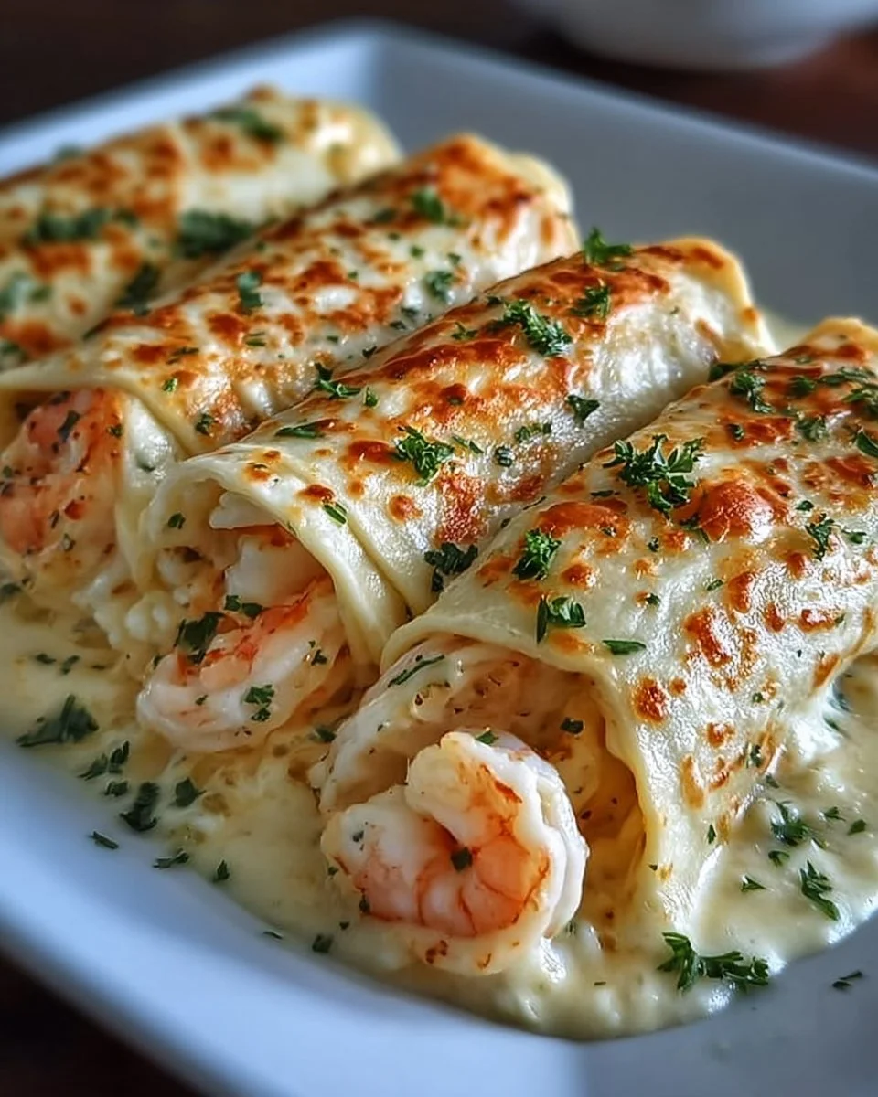 Irresistiblemente Queso Roll-Ups de Camarones Alfredo que Adorarás