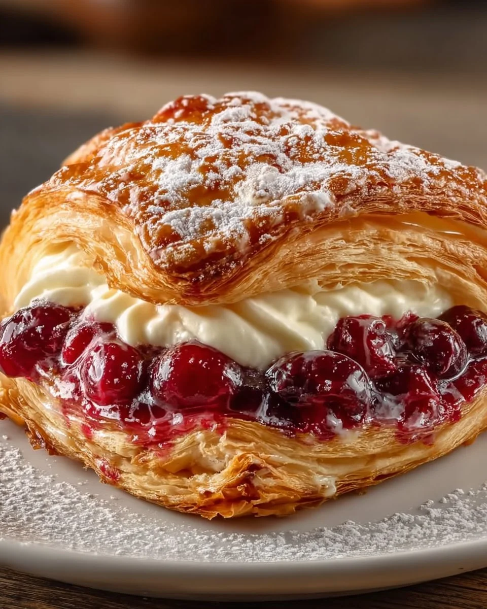 Irresistibly Flaky Cherry Danish Pastry with Cream Cheese