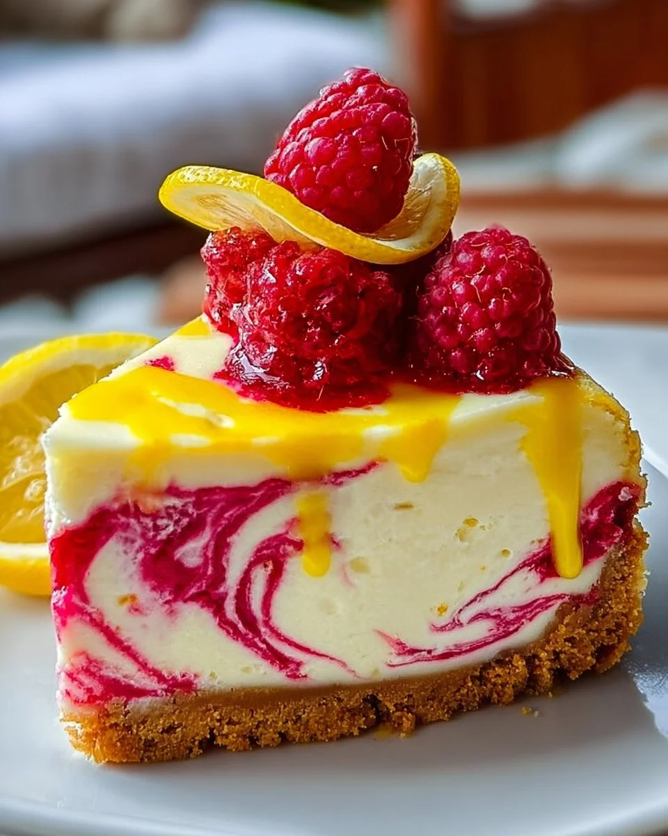 Lemon Raspberry Swirl Cheesecake